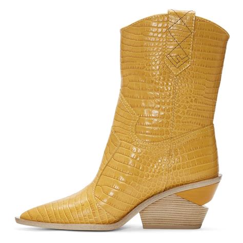 fendi yellow croc boots|Boots & Booties for Women .